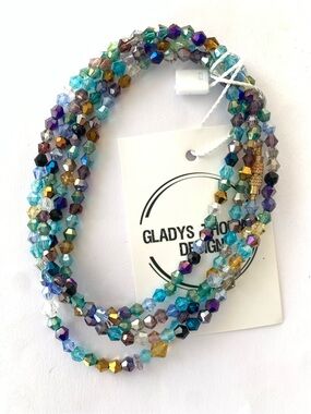 Multicolor crystal bicone body waist chain -38 inches